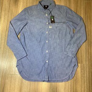 G-Star Unisex Light Blue Casual Button-Down Shirt Size L NWT 100% Organic Cotton